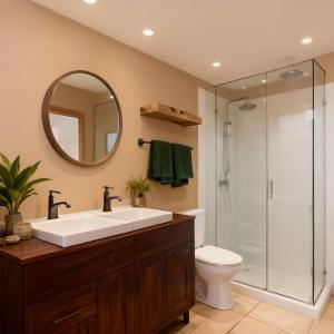 a bathroom with a sink and a toilet and a mirror at Jackson Hole Alpine Residence in Jackson