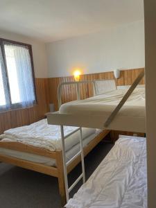 une chambre avec deux lits superposés et une fenêtre dans l'établissement Carols cosy, à Font-Romeu-Odeillo-Via