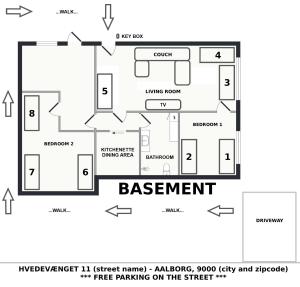 a floor plan of a apartment at Dream Sleep Inn in Aalborg
