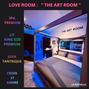 a room with a bed with lights in it at LoveroomL1TIMISTE TAR in La Rochelle