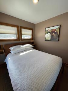 a bedroom with a large white bed with two pillows at Gorgeous Cabin Getaway on a Farm in Windsor County, Vermont in Sheddsville +15 photos