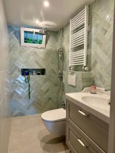 a bathroom with a toilet and a sink at House with garden 30 minutes to Disneyland and center of Paris in Montreuil