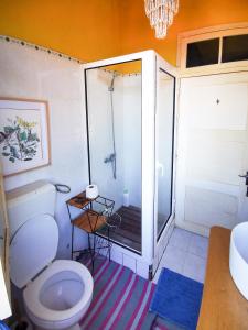 Un baño con inodoro y ducha a ras de suelo. en La Maison ZiaZen, en Porto da Cruz 71 fotos más