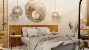 Un pat sau paturi într-o cameră la Hotel Entrelunas