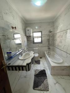 Ένα μπάνιο στο شقة جميلة فى العبور الحى التاسع مكيفه بالكامل وفيو حديقة