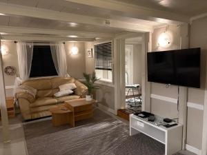 TV a/nebo společenská místnost v ubytování Stathelle Heritage Retreat - Studio Apartment