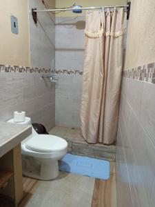 a bathroom with a toilet and a shower at Casa Cifuentes in La Esperanza +13 photos