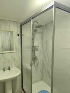 纳塔列斯港Cabaña Pipe的浴室配有淋浴和洗手池