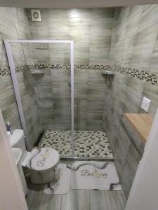 un baño con ducha y WC en WegkruiperQ, en Beaufort West