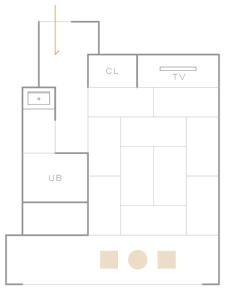 Půdorys ubytování 源泉掛け流しの宿Albergo湯楽