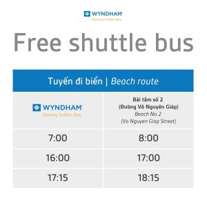 ダナンにあるWyndham Danang Golden Bay - Free Shuttle Bus to Beachのブリティッシュビーチルートの無料シャトルバスのスクリーンショット