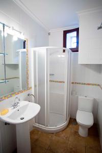 サンティリャーナ・デル・マルにあるApartamentos Tarrioのバスルーム(シャワー、洗面台、トイレ付)