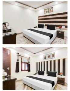 Ένα ή περισσότερα κρεβάτια σε δωμάτιο στο Family Hotel Shiva