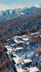 an aerial view of a ski resort in the mountains at Residenza Albaré in Marilleva +26 photos