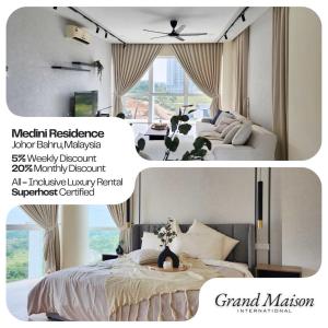 a collage of two pictures of a bedroom at Luxury 4BR Duplex, Medini Apartment in Iskandar Puteri