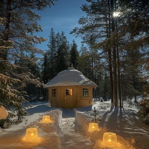 Northern Light Villa Ylläs with a Jacuzzi v zimě