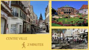 un collage de fotos de una ciudad con edificios en Rustik'House, en Haguenau