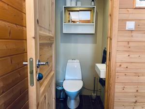 een badkamer met toilet en wastafel bij Cozy Garden House with a Sauna in Tallinn +5 foto's