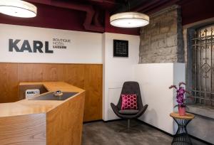 an office with a desk and a chair at Boutique Hotel KARL in Lucerne
