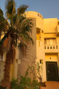 un edificio con una palmera delante en Ims'Chill Hotel, en Imsouane