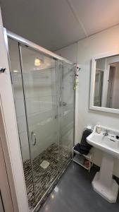 a bathroom with a shower and a sink at NUEVO! PUENTE DE PIEDRA a 5´del PILAR in Zaragoza