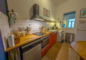 蒙彼利埃T4 Haussmannien Au Centre De Montpellier的带水槽和台面的厨房