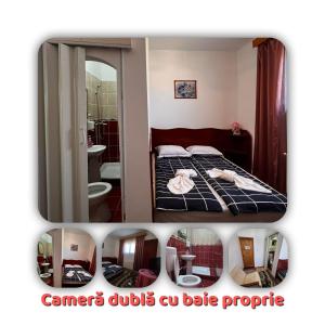 Ένα ή περισσότερα κρεβάτια σε δωμάτιο στο Pensiunea Wolfsberg