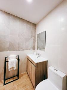 a bathroom with a white toilet and a sink at Casa dos Sequeiras Port Rosé in Vila Nova de Gaia +18 photos