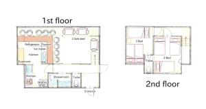 a drawing of a first floor and a plan at 福宿美空 Fukuyado Misora in Fukuoka