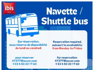 a poster of a bus for a private shuttle bus at Ibis Saint-Genis-Pouilly Genève in Saint-Genis-Pouilly