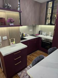 Kuchyň nebo kuchyňský kout v ubytování AKI lux apartman