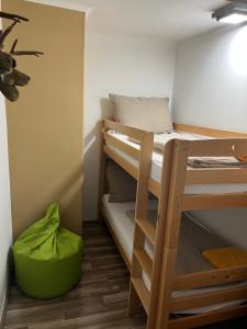 Una pequeña habitación con una litera y una escalera. en Aparthaus-Kiebitz, en Rennweg