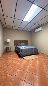 Un dormitorio con una cama y una claraboya. en Charming Jayuya room with City, Garden, and Mountain Views, en Jayuya