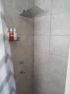 a bathroom with a shower with a glass door at 2 Bed, King XL Bed, Dining&Office Space in Heathfield +14 photos