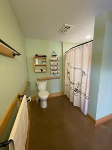 Ένα μπάνιο στο Elegant Cabin Rental on a Hillside Farm in Hartland, Vermont