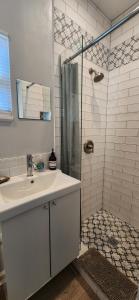 a bathroom with a sink and a shower at Pool and Close to dtwn w2 Bikes in St Petersburg +27 photos
