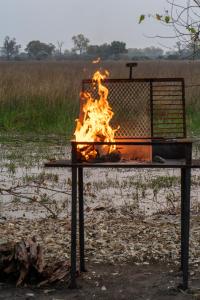 a fire pit in the middle of a field at Khwai Game Lodge and Campsite in Khwai