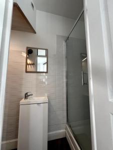 een badkamer met wastafel en douche bij Marc 3 in Saint-Valéry-en-Caux