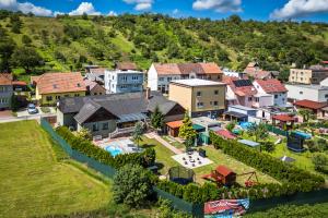 an aerial view of a small village on a hill at Chalupa Pod Starú horú in Bohuslavice