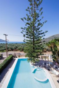 a large swimming pool with a tree next to it at LITHOS by the sea in Neon Oitilon