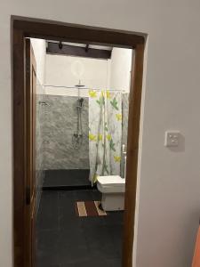 a bathroom with a shower and a toilet at Thomasz Lodge 2 in Kandy +22 photos