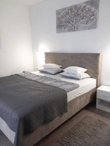 a bedroom with a large bed with white pillows at Apartment Centar in Slavonski Brod