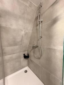 a bathroom with a shower and a toilet at La mia Casa in Bielefeld