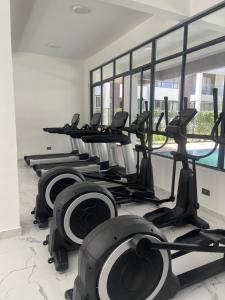 a row of treadmills in a gym at Hideaway holiday in Nairobi