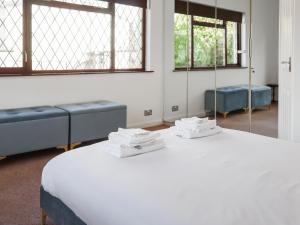 チェプストウにあるRadford Retreatのベッドが2つと鏡がある部屋