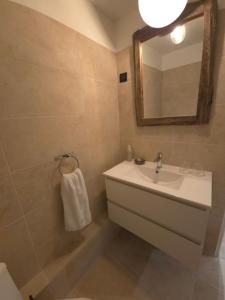 une salle de bains avec un lavabo et un miroir dans l'établissement Appartement Arles 35 m2, à Arles 8 autres photos