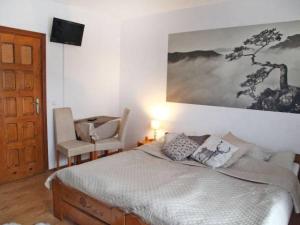 a bedroom with a bed and a painting on the wall at Salamonówka in Szlachtowa