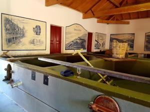 Ein Zimmer mit einem Boot und Bildern an der Wand in der Unterkunft Quinta do Tedo in Folgosa