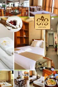 a collage of photos of a hotel room at Studio 69 Aparthotel in Iquitos