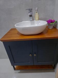 a bathroom sink with a white bowl on top of it at Sito São Joaquim in Itaquá